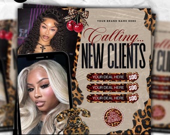 New Client Booking Flyer, New Client Special Flyer, Book Now Flyer, Hair Flyer, Braids, Nail Tech, Lash Tech, MUA, Wig Flyer, Canva Flyer