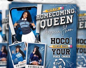 Homecoming Queen Flyer, High School Campaign Flyer, Homecoming King Flyer, Prom Queen Flyer, Hoco Flyer, Election Flyer, Editable Canva