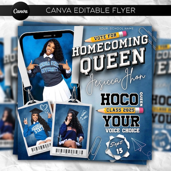 Homecoming Queen Flyer, High School Campaign Flyer, Homecoming King Flyer, Prom Queen Flyer, Hoco Flyer, Election Flyer, Editable Canva