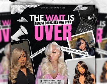 August Booking Flyer, Back To School Flyer, Hair Braids Nail Lash Flyer, August Appointment, Back 2 School Sale Flyer, Book Now Flyer, Canva