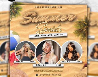 Summer Hair Booking Flyer, August Booking Flyer, Summer Specials Flyer, Hair Stylish, Braids Special, Book Now Flyer, Appointments Flyer