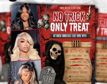 October Booking Flyer, Halloween Book Now Flyer, Spooky SZN Flyer, October Hair Flyer, Nails, Lash, MUA, Braids, Locs, Wig Flyer, DIY Canva