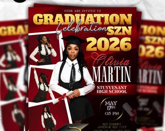 Class of 2026 Graduation Invitation, Senior Grad Announcement, Grad Party, High School Flyer (Canva Template)