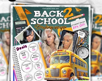 Back To School Flyer, August Bookings Flyer, Back To School Sale Flyer, Back 2 School Hair Flyer, Braids Special Flyer, DIY Canva Template