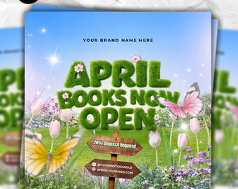 April Booking Flyer, Easter Salon Appointment, Spring Hair Nail Lash Canva Template (Digital Download)