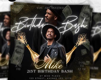 Birthday Party Flyer, Men&#39;s Birthday Flyer, Birthday Boy, Event Flyer, Club Flyer, Birthday Bash, Virgo Birthday Flyer, Canva Template