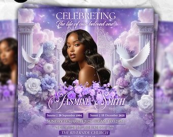 Funeral Announcement Flyer: Elegant Memorial Template (Canva)