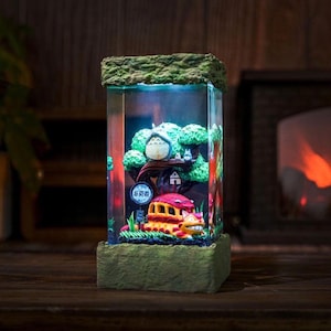 Diorama Cute Anime Resin Lamp, Forest Cute Epoxy Lamp, Anime resin wood lamp, epoxy table lamps, Christmas Gifts For her Holiday decor