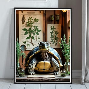 Botanist Turtle Study – Herbal Apothecary Printable Wall Art