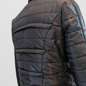 Black Nova Puffer — Black Futuristic Quilted Puffer Jacket image 9