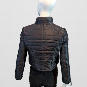 Black Nova Puffer — Black Futuristic Quilted Puffer Jacket image 5