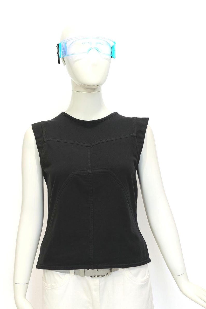 Blackout Exoshell — Black Futuristic Sleeveless Top image 3