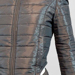 Black Nova Puffer — Black Futuristic Quilted Puffer Jacket image 8