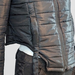 Black Nova Puffer — Black Futuristic Quilted Puffer Jacket image 7