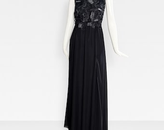 Black Avantgarde Evening Dress, Futuristic chiffon gown, visionary fashion