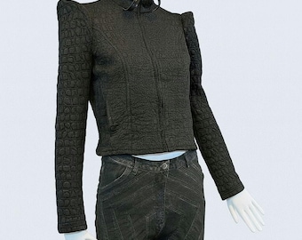 Black Textured Jacket, Futuristic Women Structured Blazer, Avant-Garde Minimal design, space couture