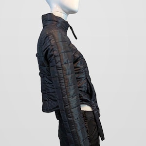 Black Nova Puffer — Black Futuristic Quilted Puffer Jacket image 4