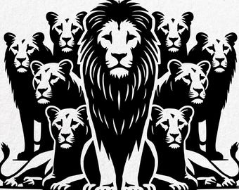 Lion Pride SVG | Wildlife Engraving Laser CNC Cut File (Digital Download)