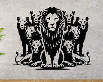 Lion Family SVG, Lion Pride SVG Png DXF Eps, Wildlife Safari Design, King Lion Graphic, Cricut Laser Cut File