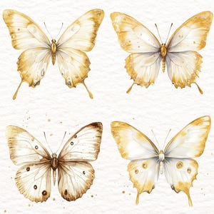 22 PNG Gold Butterfly Watercolor Clipart Elegant Foil Wings Sublimation Design