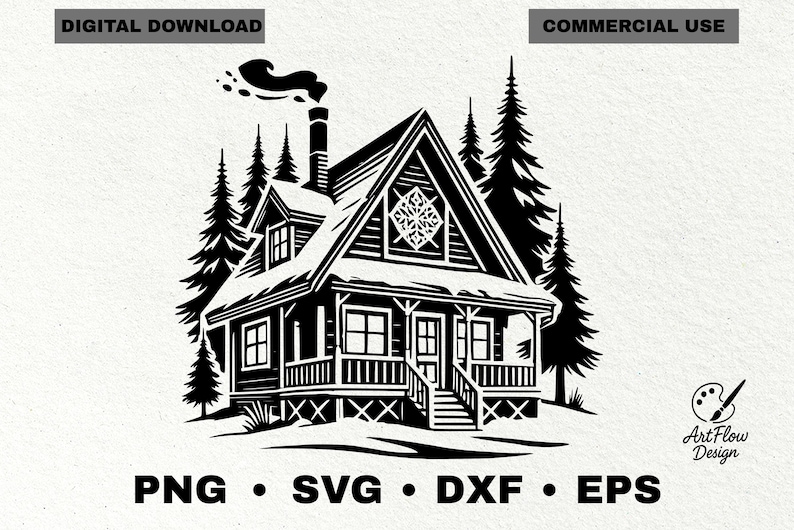 Cabin SVG Vector Forest House Png Dxf Eps for Laser Cut Engraving ...