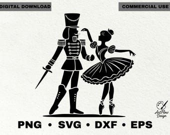 Christmas Nutcracker Clara Silhouette, Ballet Dancer (svg, png, dxf, eps) (Digital Download)