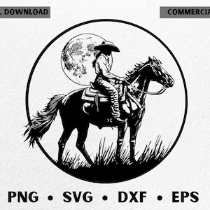 Cowgirl svg laserbestand / Cowgirl met paard svg / Cowgirl op een paard dxf / paard svg ontwerp shirt / paard svg-bestand voor cnc