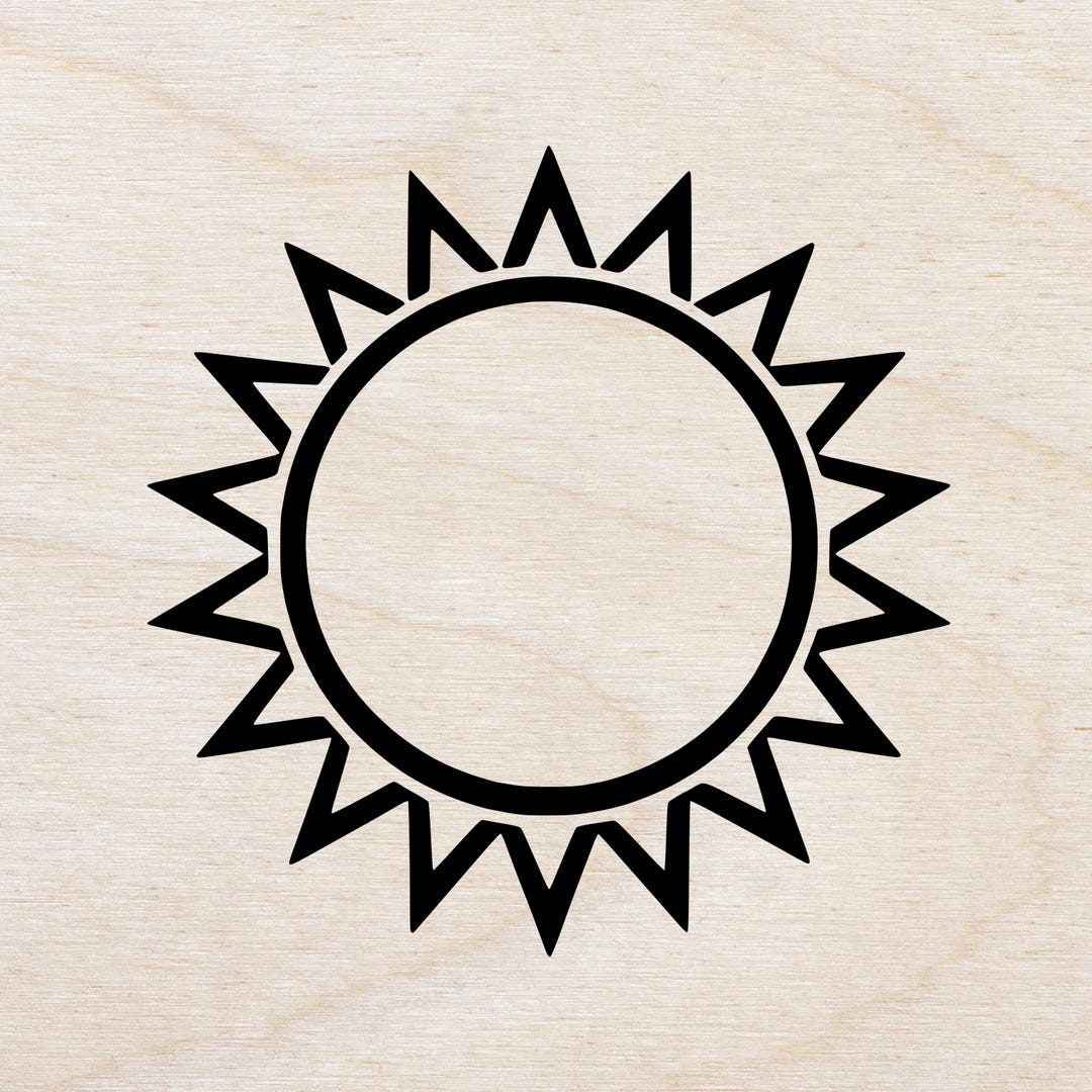 Sun SVG PNG DXF Epssimple Sun Silhouette Circle Sunburst Design for ...