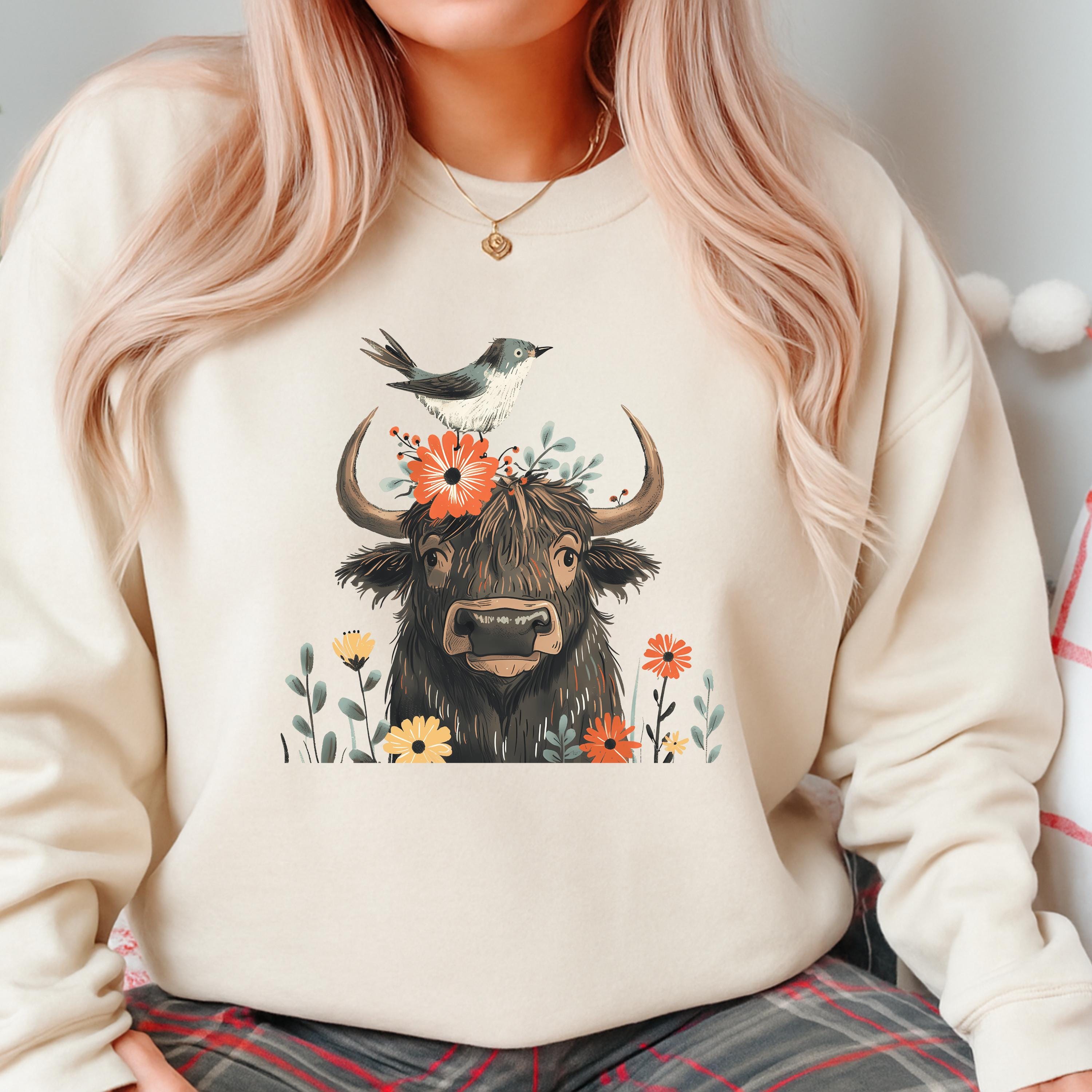 11 Highland Cow PNG Watercolor Clipart Floral Bull Boho Farm Animal ...