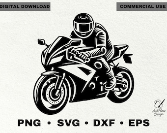 Motorcycle Racer Silhouette (svg, png, dxf, eps) (Digital Download)
