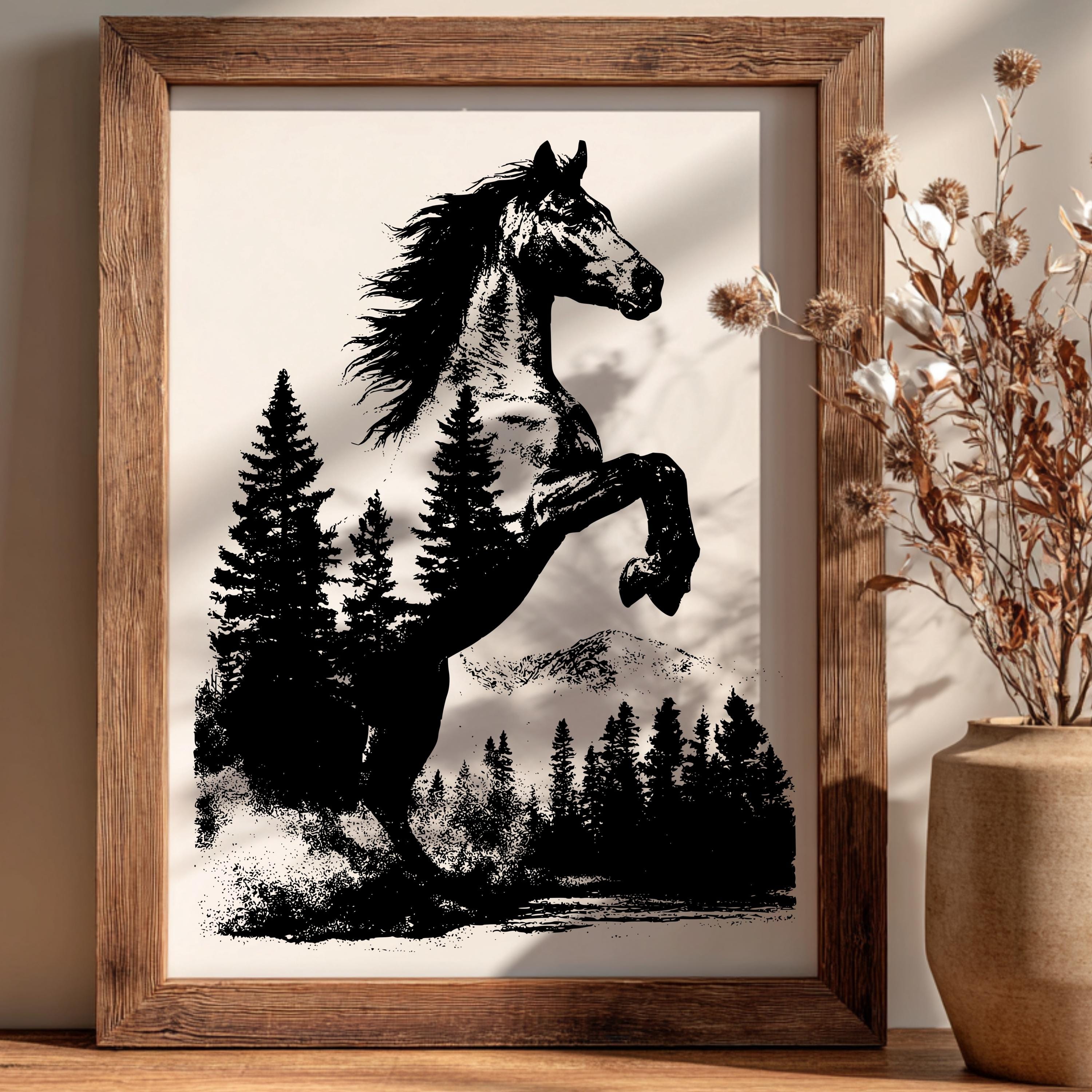 Mule Rearing Svg Rearing Horse Forest SVG, Wild Horse Silhouette Laser Cut (digital ...