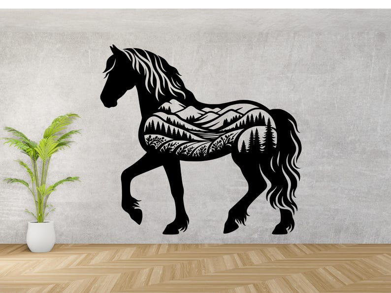 Horse Double Exposure SVG: Mountain Silhouette Design (digital Download ...