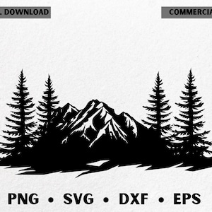 Mountain silhouette svg / Mountain tree landscape svg / Mountain forest silhouette / Mountains file for cricut / Forest tree svg