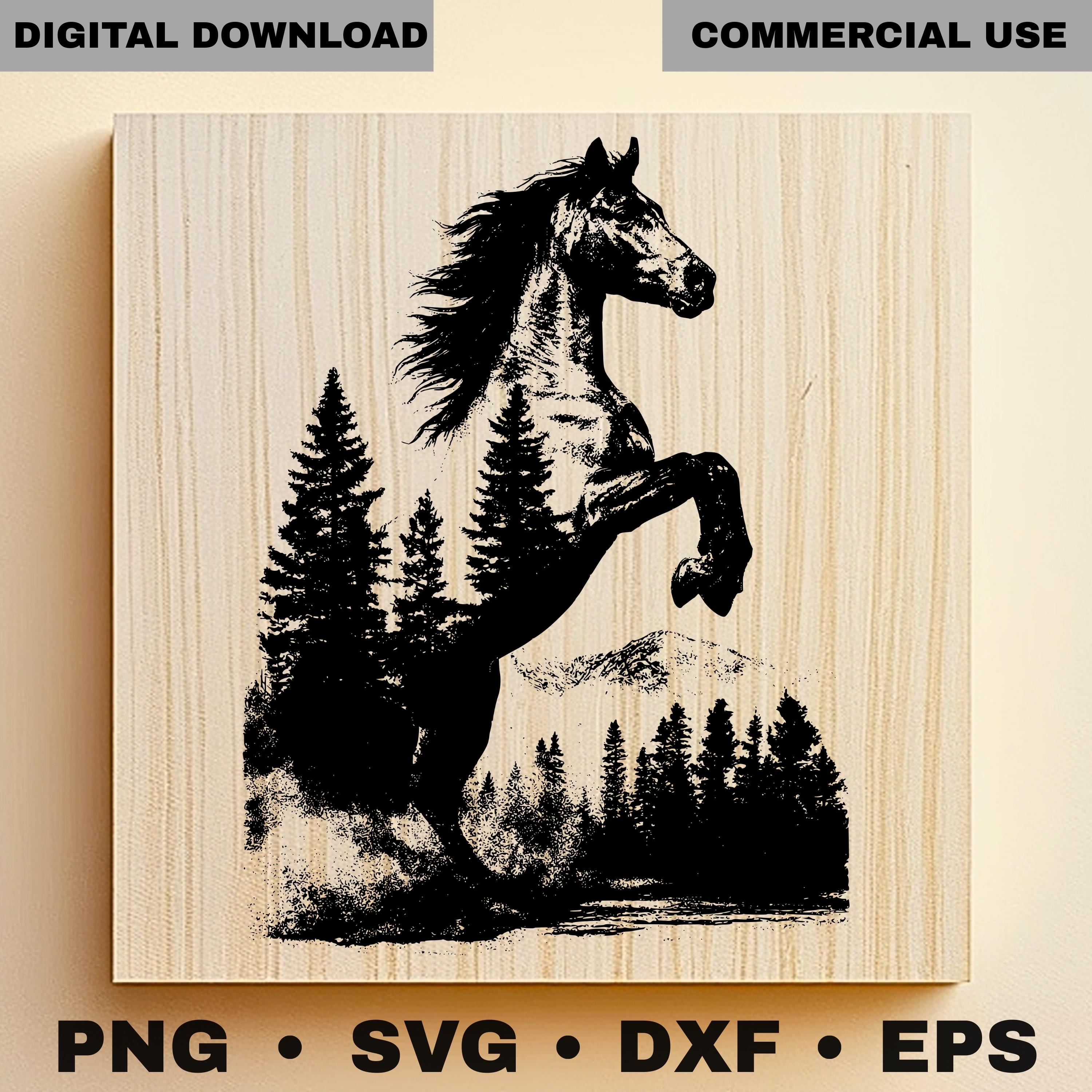 Mule Rearing Svg Rearing Horse SVG, Horse Forest Landscape PNG Dxf Eps, Wild Horse ...