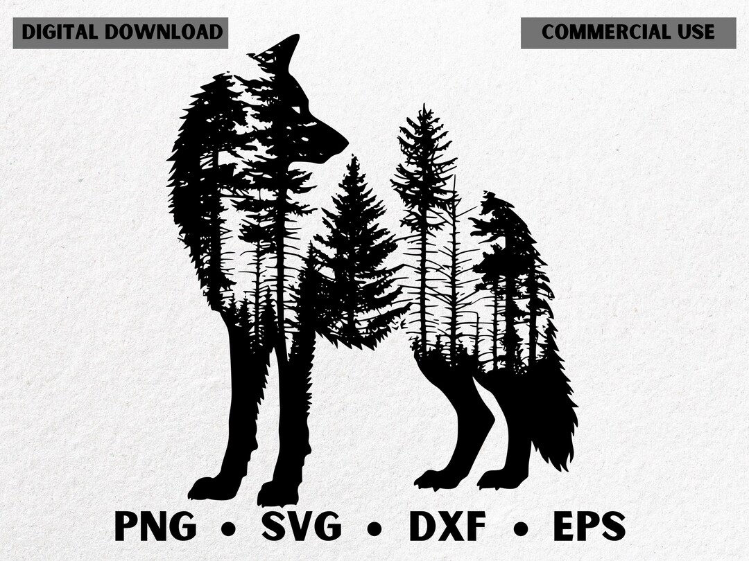 Wolf SVG for Cricut, Wolf Double Exposure Forest Png Dxf EPS, Wildlife ...
