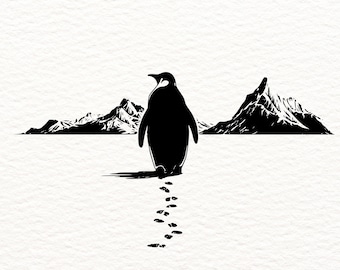 Penguin SVG for Cricut, Penguin Silhouette PNG DxF EpS, Arctic Animal Design, Winter Wildlife SVG, Minimalist Art File