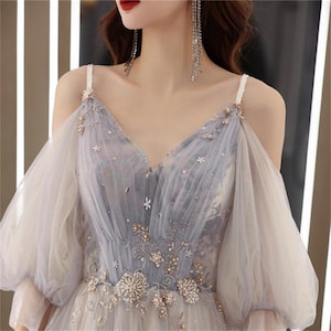 Elegant Tulle Slip Princess Dress, Fairy Long Prom, Exquisite Formal Homecoming Dress, Gentle Birthday Party Dress, Wedding Banquet Dress