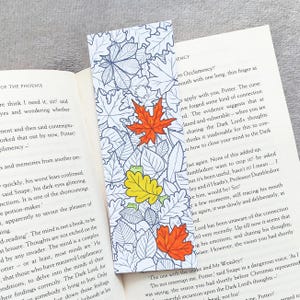 Autumn Frog Coloring Bookmark: Reading Tracker, Book Lover Gift