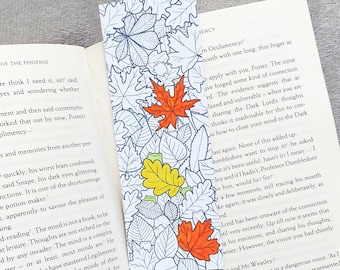 Autumn Frog Coloring Bookmark: Reading Tracker, Book Lover Gift