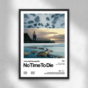 No Time To Die Poster – Modern Movie Poster Minimalist Wall Art Action Thriller Film Poster Aesthetic Home Theater Decor James Bond 007