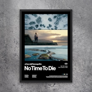No Time To Die Poster – Modern Movie Poster Minimalist Wall Art Action Film Poster Aesthetic Home Theater Decor James Bond 007 [Dark Mode]