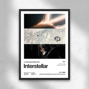 Poster Interstellar - Poster cinematografico moderno, poster minimalista da parete, poster di film di fantascienza, arredamento estetico per home theater di Christopher Nolan