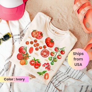 Comfort Colors® Tomato Shirt, Fruit Shirt, Botanical Shirt, Cottagecore Clothing Vegan Shirt, Garden Shirt Vegetable Shirt,Aesthetic Clothes