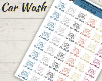 Car Wash Reminder Sticker Sheet, Functional Planner Sticker to Help Keep Your Care Clean