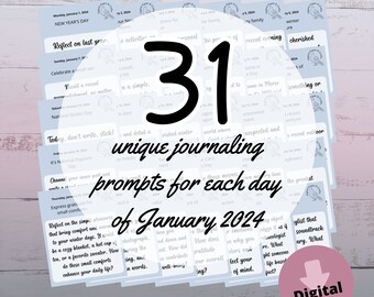 January 2024 Journal Prompts, Gratitude, and Memory Keeping Journaling Prompts for a Year of Creative Expression! (Instant Digital Download)