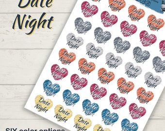 Date Night Sticker Sheet, Planner Stickers to Mark Date and Outings, Heart Shaped Stickers