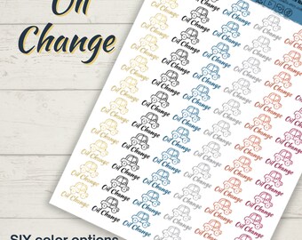 Oil Change Reminder Sticker Sheet | Functional Planner Sticker Sheets | Script Typography Event Stickers