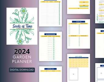 Seeds of Time Gardening Planner, Journal, and Scrapbook, Dated for 2024, Instant Digital Download