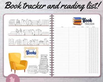 Book Tracker and Reading Log Sheets, Planner Insert Pages for Personalized Planning and record keeping, Digital Download