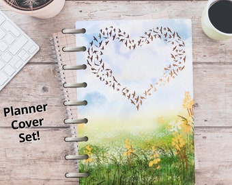 Fall in love in a field of flowers and birds - Personal Planner Cover, Dashboard, or Bookmark, Perfect for Bird or Flower Lovers